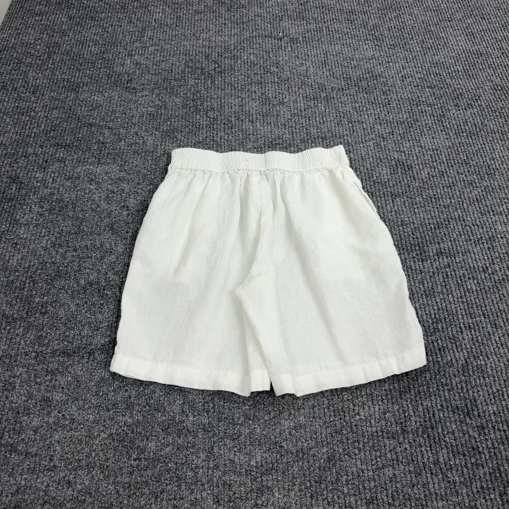 Tahari Shorts Womens S White Linen Pleated Elastic Back Casual Summer Beach - Picture 5 of 7